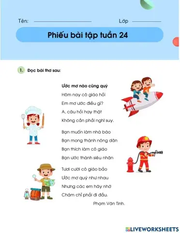 Phiếu bài tập tuần 24