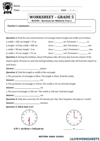 Revision for Midterm test 2