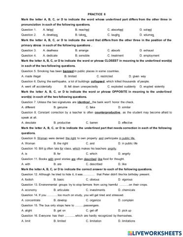 Trial test for grade12