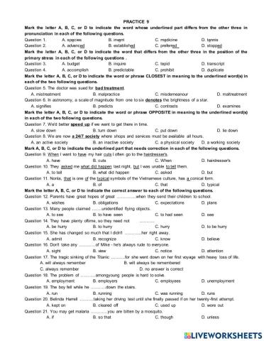Trial test for grade 12