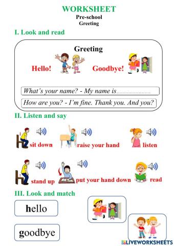Worksheet Greeting foreign teacher's lesson