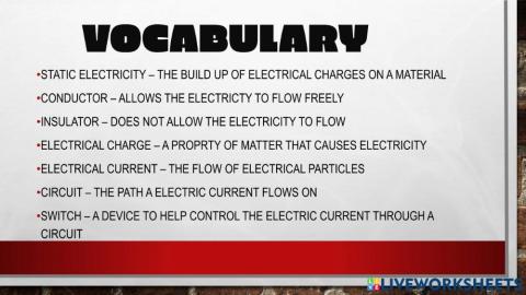 Electricity Vocab Review