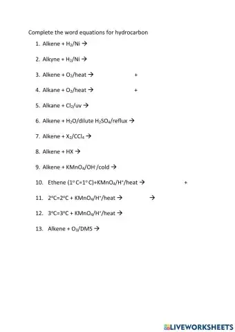 Reaction of hydrocarbon