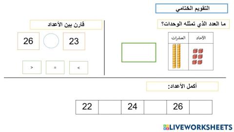 التقويم الختامي - مراجعة الأعداد 24-27 - أ.ريم حسن