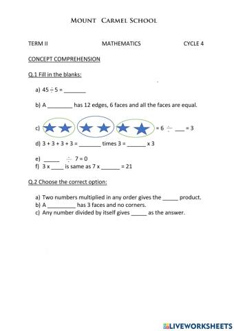 Math concept comprehension