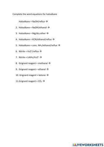 Reaction of haloalkane