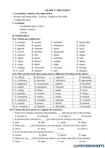 Grade 9- Midterm test 2