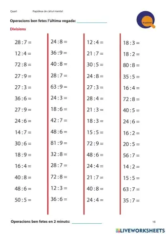 Quinzet divisions 4t