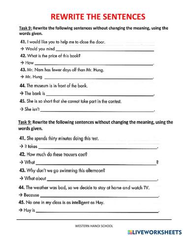 5A - Rewrite the sentences