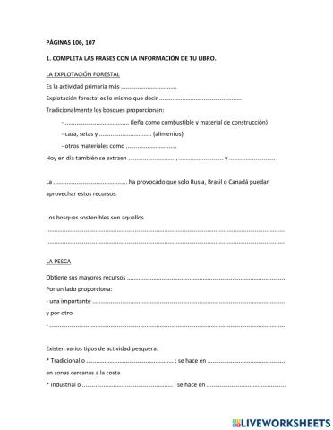 Explotacion forestal y la pesca