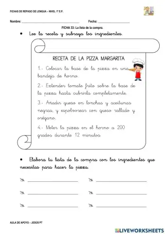 Ficha Lengua 33-1EP-Lista de la compra