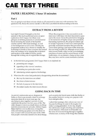 E9 - FT NC - Reading - CAE Test Builder Test 3