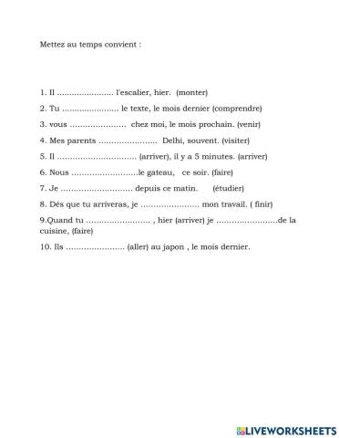 Mettez au temps convient