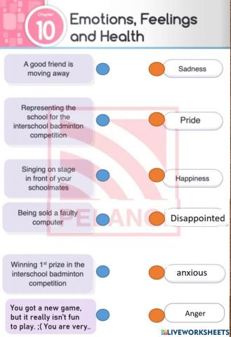 Worksheet 2 (Chapter 10) Emotions