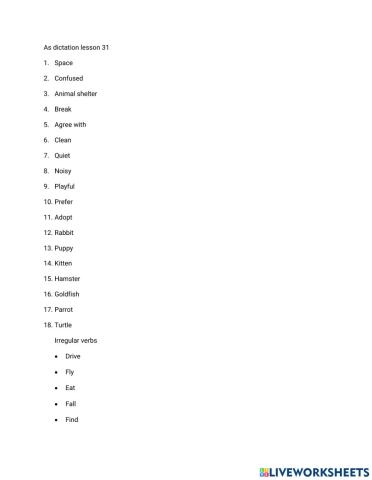 As dictation lesson 31 Ir.Verbs