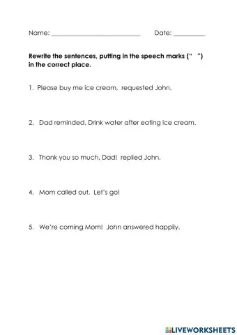 Speech Marks and Direct Speech