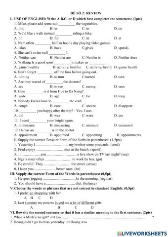 Y7 Mid term 2 review - số 2