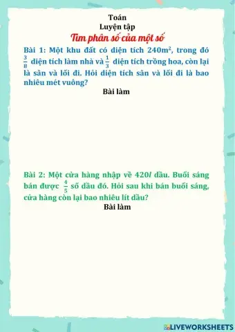 Luyện tập Tìm phân số của một số