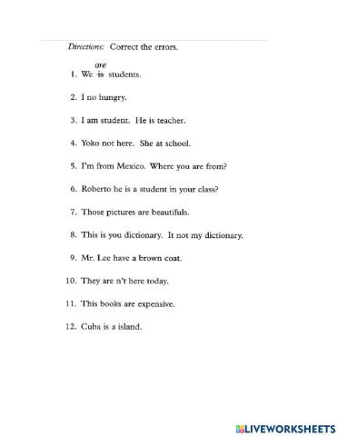 Error correction. Elementary level