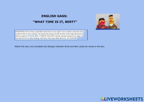 ERNIE AND BERT: WHAT TIME IS IT?