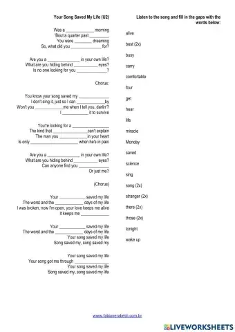 Your Song Saved My Life (U2)