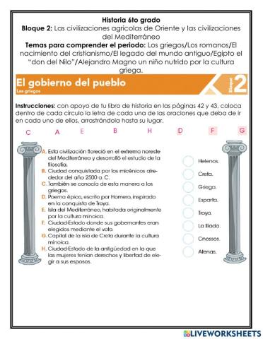 Bloque 2: Las civilizaciones agrícolas de oriente y las civilizaciones del mediterráneo