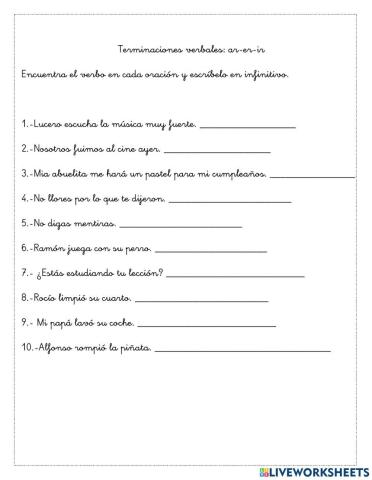 Terminaciones verbales ar-er-ir