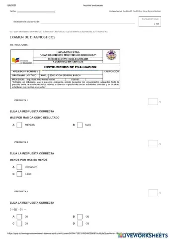 Ejercicios de numeros enteros