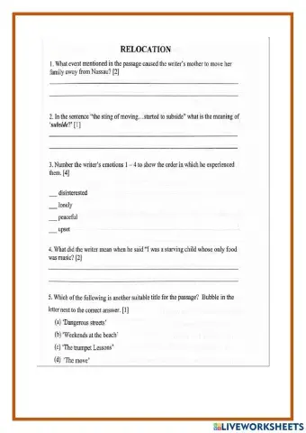 Listening Comprehension: Relocation