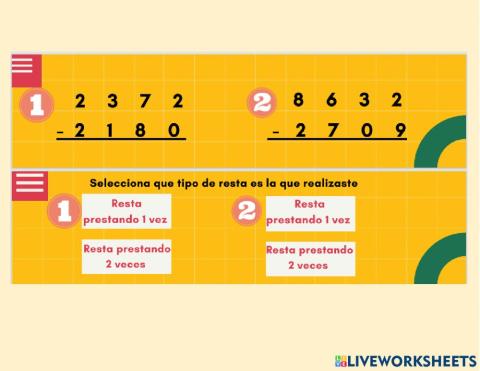 Recordemos del tema restas prestando 3 veces