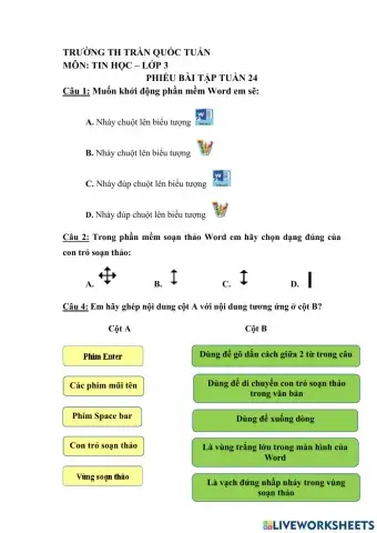 BT tin học lớp 3 - tuần 24
