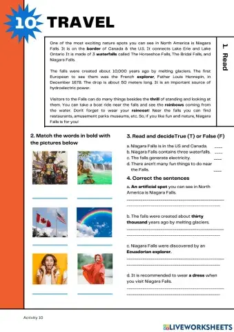 Reading comprehension A1: Travel