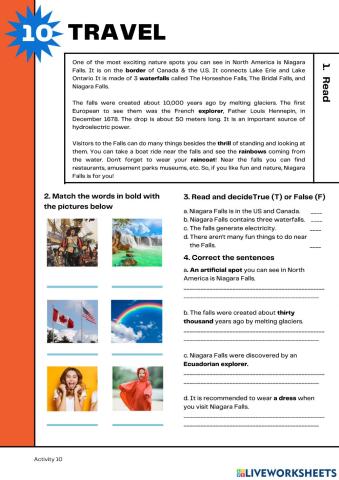 Reading comprehension A1: Travel