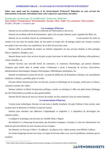 Avantages et inconvénients d'Internet