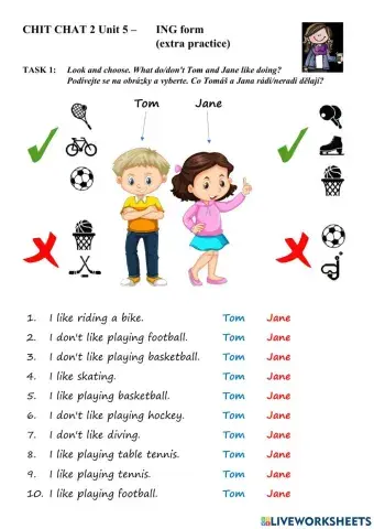 Chit Chat 2 Unit 5 - ING form (extra practice)