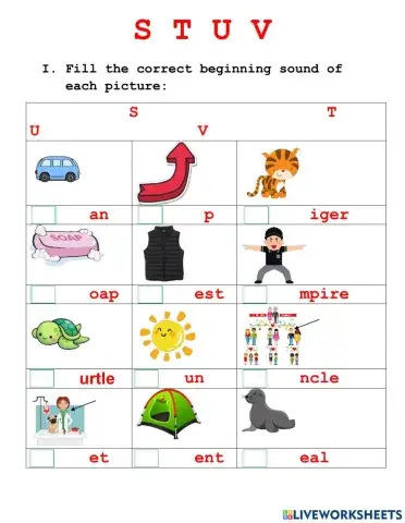 S T U V phonics 1