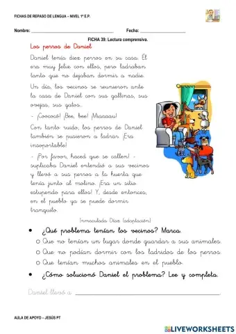 Ficha Lengua 39-1EP-Lectura comprensiva