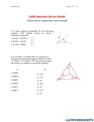 Bisectoarele unghiurilor unui triunghi