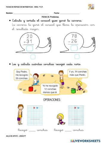 Ficha Matemáticas 35-1EP-Problemas