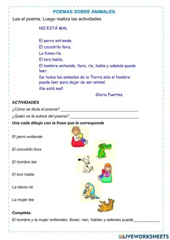 Lectura comprensiva de animales