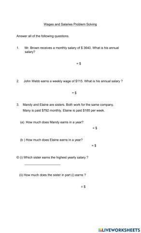 Wages and salaries problem solving