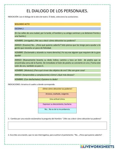 El dialogo de los personajes