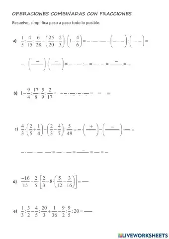 Operaciones combinadas con fracciones