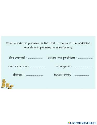 Moneyless Man Reading Activity