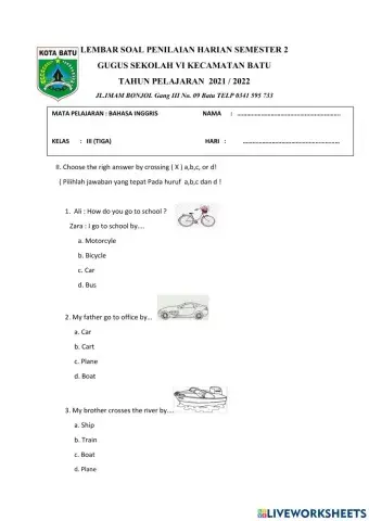 Penilaian Harian Bahasa Inggris 3