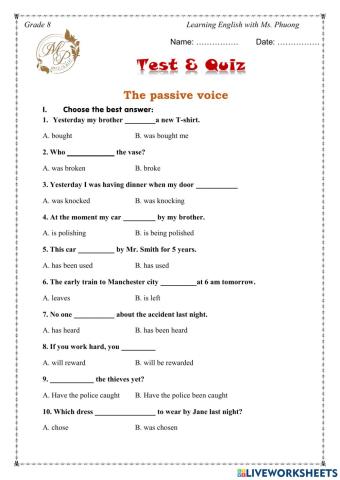 English 8 - Unit 9 - Grammar - The passive voice