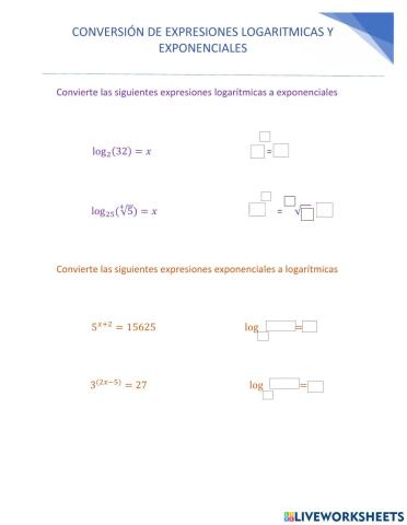 Conversión de expresión logarítmicas y exponenciales