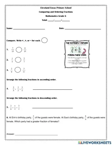 Comparing and Ordering Fractions