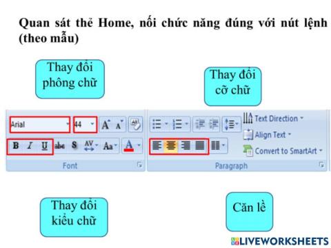 Thay đổi phông chữ, kiểu chữ, căn lề