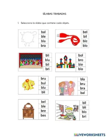 Ejercicios con las sílabas trabadas